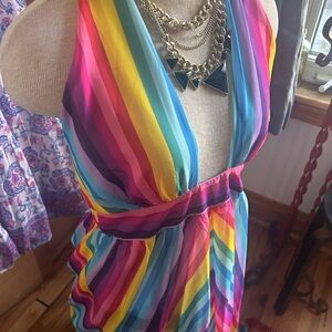 WOW Couture Multicolor Striped Halter Dress
